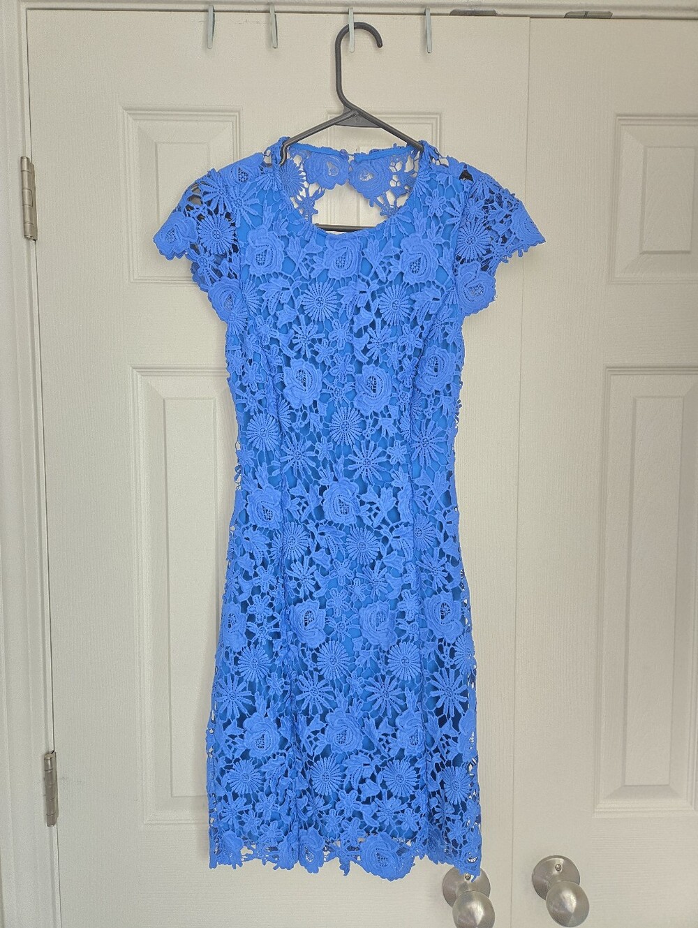 NWOT Lulus Romance Language Blue Lace Backless Midi Dress